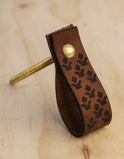 Leather Cabinet Door Handles and Drawer Knobs - Brown